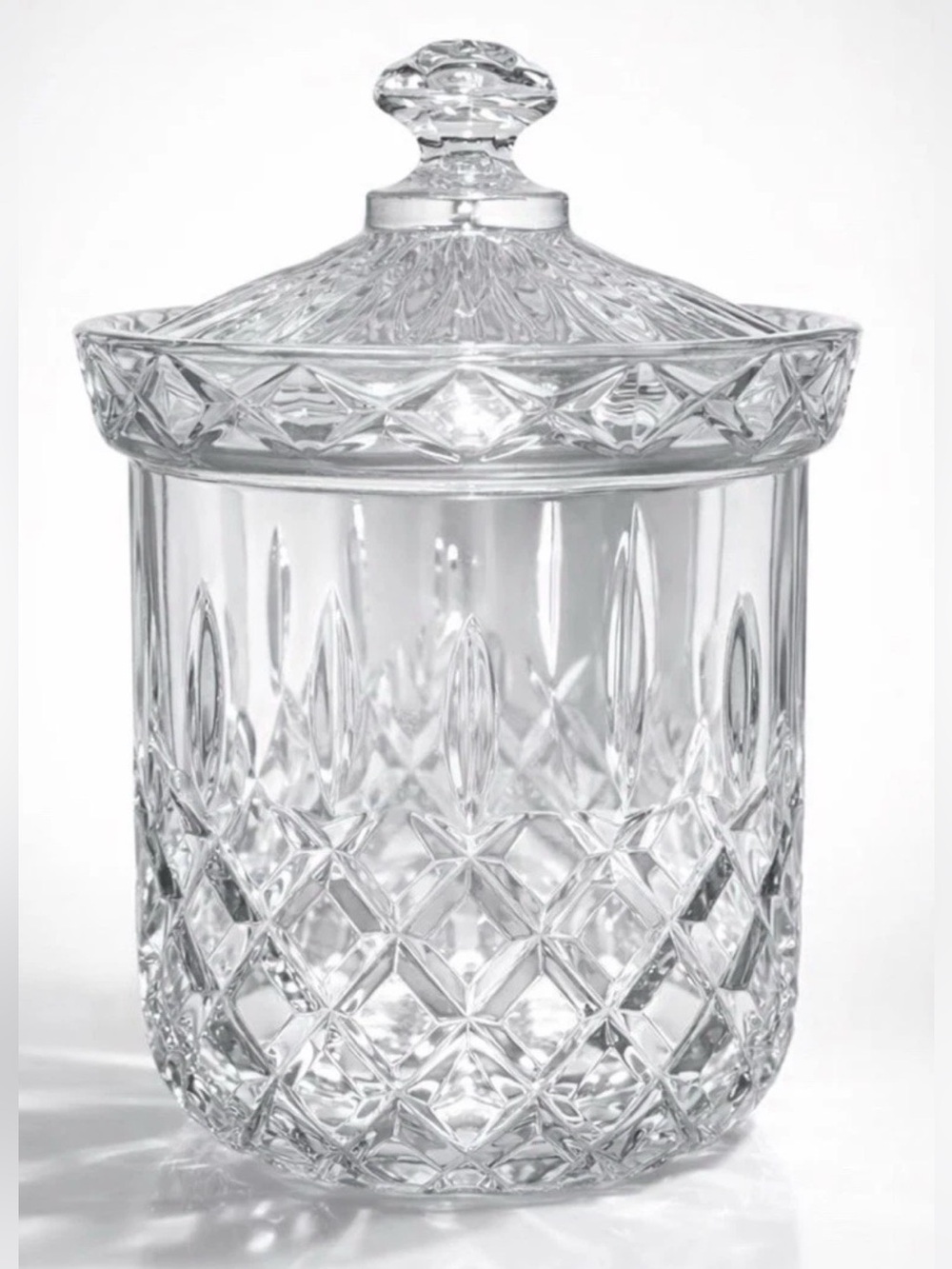 Vintage Gorham King Edward Crystal Biscuit Barrel Cookie Jar Candy Dish With Lid